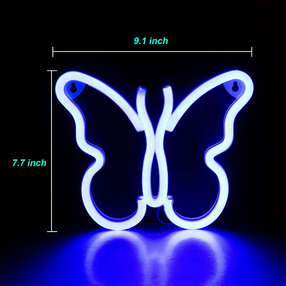 Butterfly Neon Signs Lights for Bedroom Wall Decor, USB or Battery LED Neon Night Light Wall Decoration, Aesthetic Room Decor for Girls, Kids, Living Room, Bar, Dorm,Men Cave