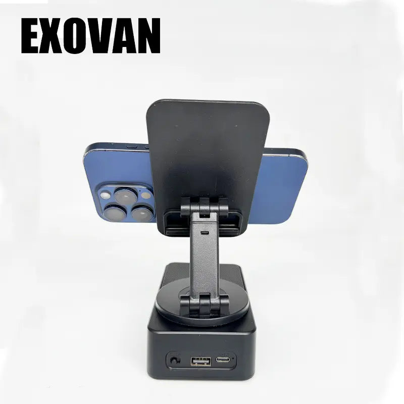 Wireless Audio Bluetooth Speaker 5In1 Phone Holder Emergency Rechargeable Withcolorful Ambient Light 300° Foldable for Tablet Iphone Android, Gifts for Men Women ，Black