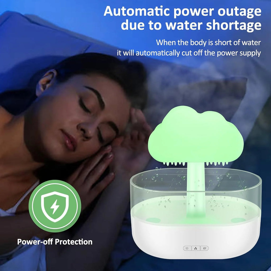 7 Color Lights Rain Cloud Humidifier, Timing Water Drip Aroma Diffuser, Mushroom Waterfall Lamp for Home Office Bedroom